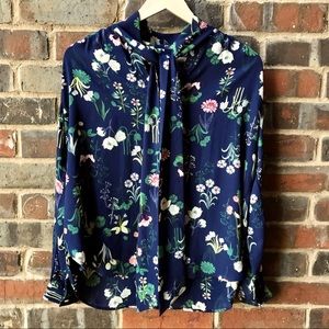 LOFT petite floral pussybow blouse